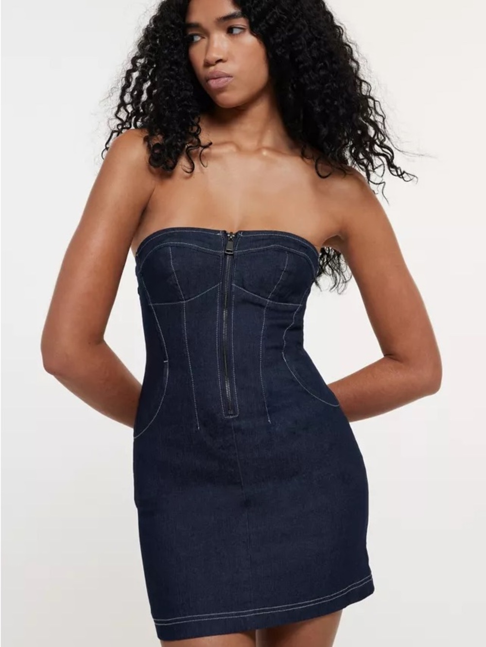 Urban Outfitters Dark Indigo Strapless Denim Mini Dress